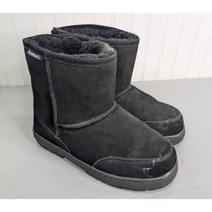Bearpaw Men's Suede Winter Boots Size 9.5 Black Mid Calf Pull On Cozy Comfy